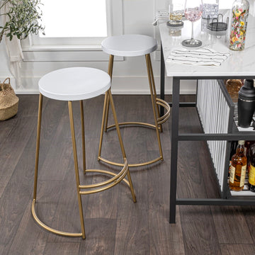 Hula 28.75" Modern Designer Iron Curved Backless Bar Stool - JONATHAN Y